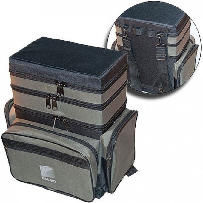 Ящик-сумка-рюкзак рыболовный зимний пенопластовый 3-Х ярусный SALMO B-3LUX