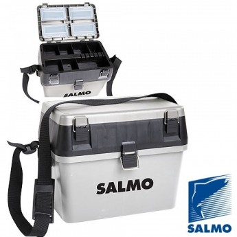 Ящик рыболовный зимний 2-х ярусный(из 2-х частей) пластиковый SALMO 38x24.5x29см серый